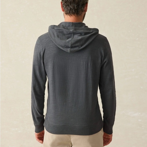 Faherty Sunwashed Slub Organic Cotton Hoodie - Graphite Size XXL. - Picture 2 of 9